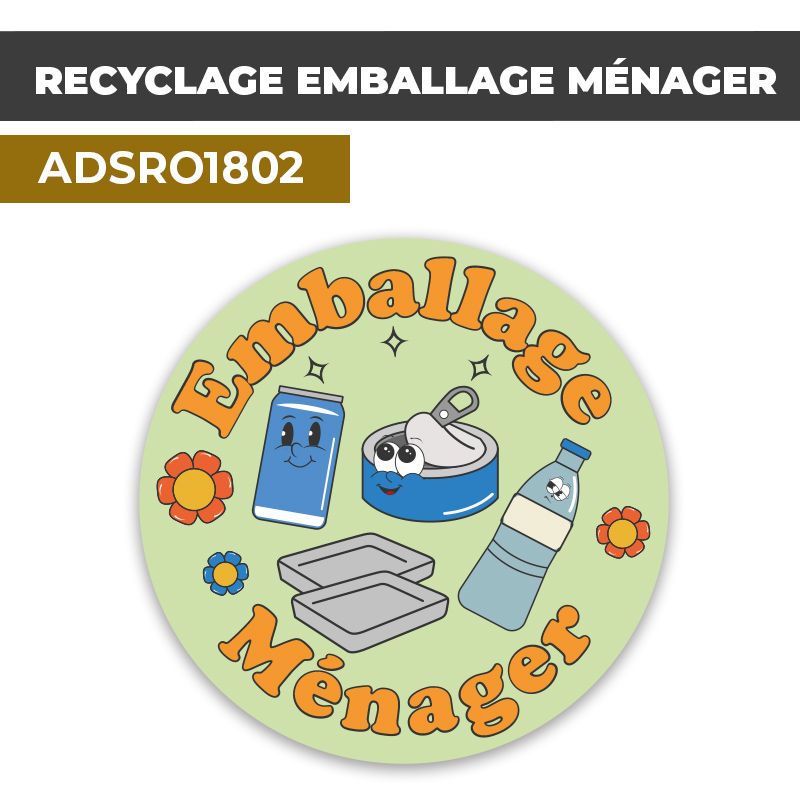 Autocollant RECYCLAGE EMBALLAGE MÉNAGER | Recyclage et Tri Sélectif