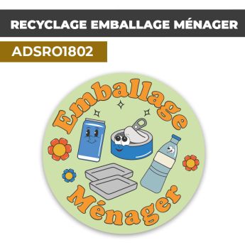 Autocollant RECYCLAGE EMBALLAGE MÉNAGER | Recyclage et Tri Sélectif