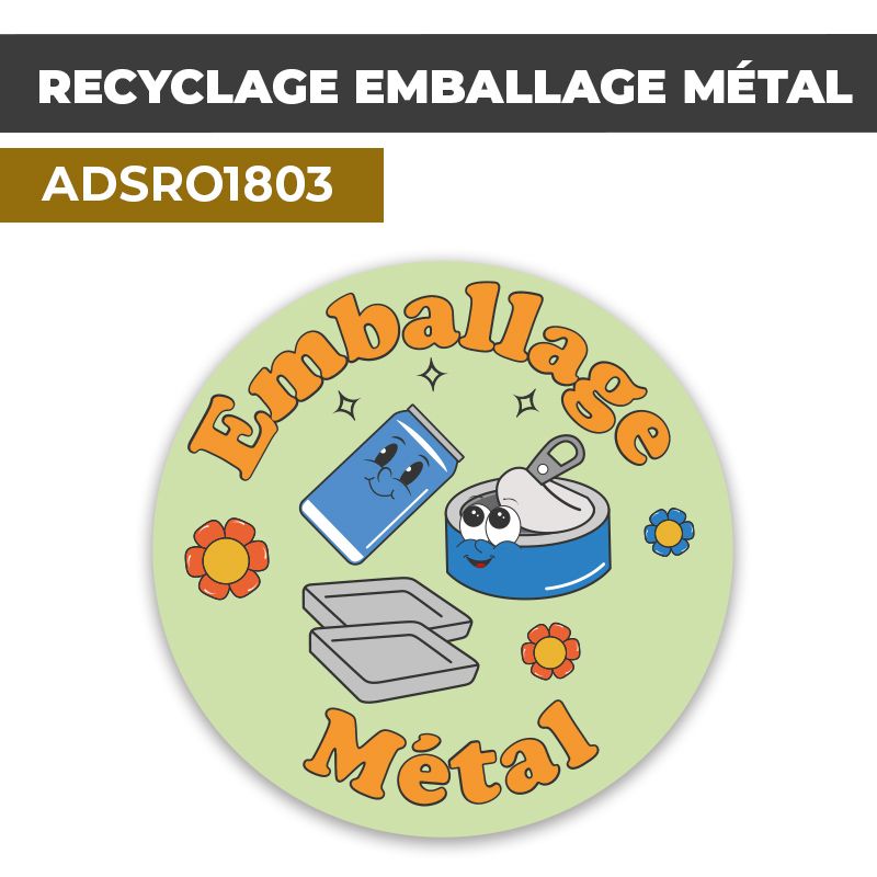 Autocollant RECYCLAGE EMBALLAGE MÉTAL | Recyclage et Tri Sélectif