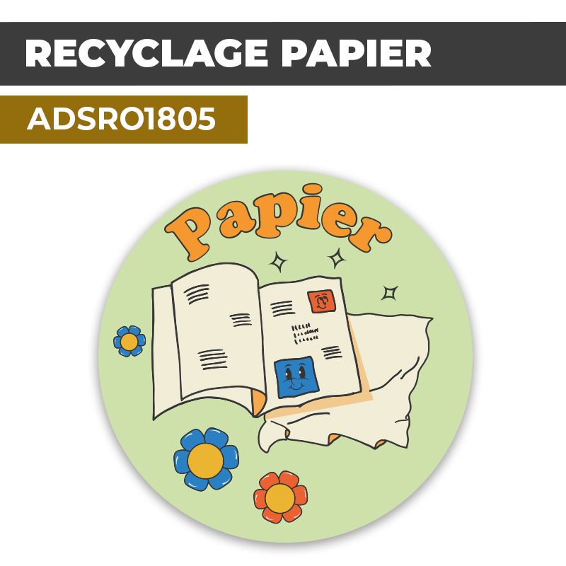 Autocollant RECYCLAGE PAPIER | Recyclage et Tri Sélectif