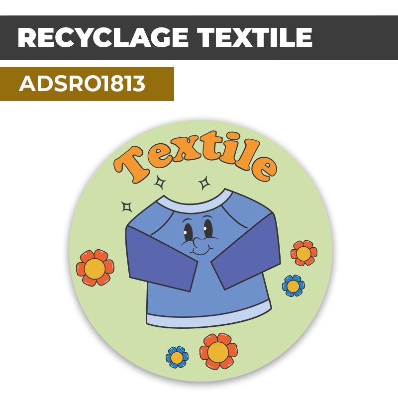 Autocollant RECYCLAGE TEXTILE | Recyclage et Tri Sélectif