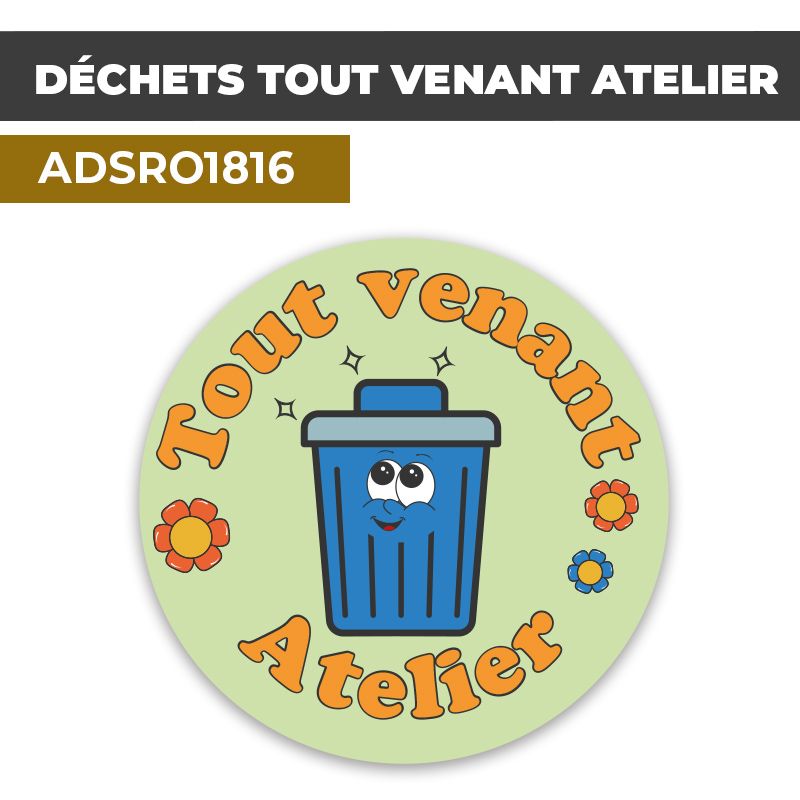 Autocollant DÉCHETS TOUT VENANT ATELIER | Déchets et Poubelles