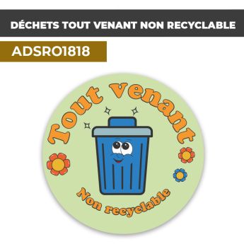 Autocollant DÉCHETS TOUT VENANT NON RECYCLABLES | Déchets et Poubelles