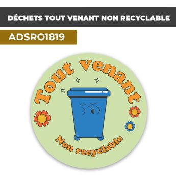 Autocollant DÉCHETS TOUT VENANT NON RECYCLABLES | Déchets et Poubelles