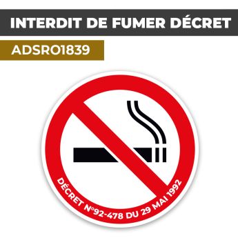 Autocollant DÉCRET INTERDIT DE FUMER | Interdictions