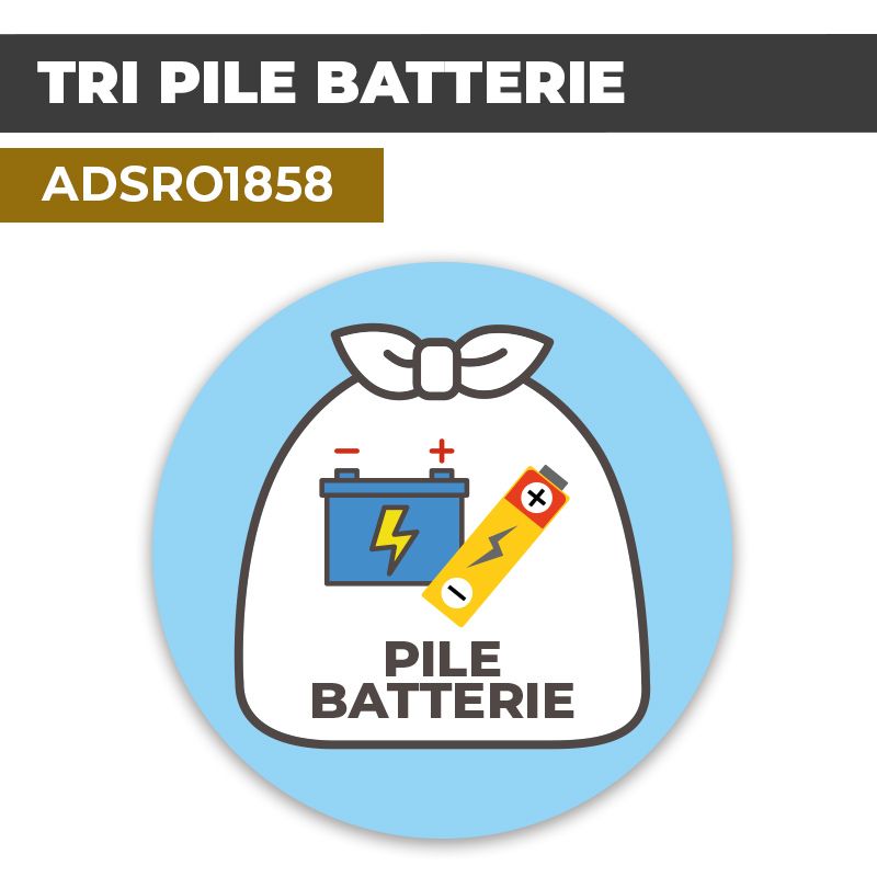Autocollant TRI PILE BATTERIE | Recyclage et Tri Sélectif