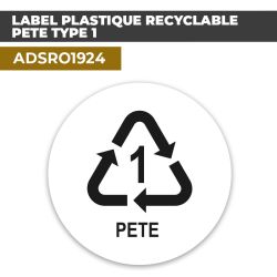 Autocollant LABEL PLASTIQUE RECYCLABLE PETE TYPE 1 | Certifications et Labels