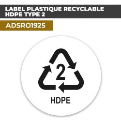 Autocollant LABEL PLASTIQUE RECYCLABLE HDPE TYPE 2 | Certifications et Labels