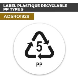 Autocollant LABEL PLASTIQUE RECYCLABLE PP TYPE 5 | Certifications et Labels