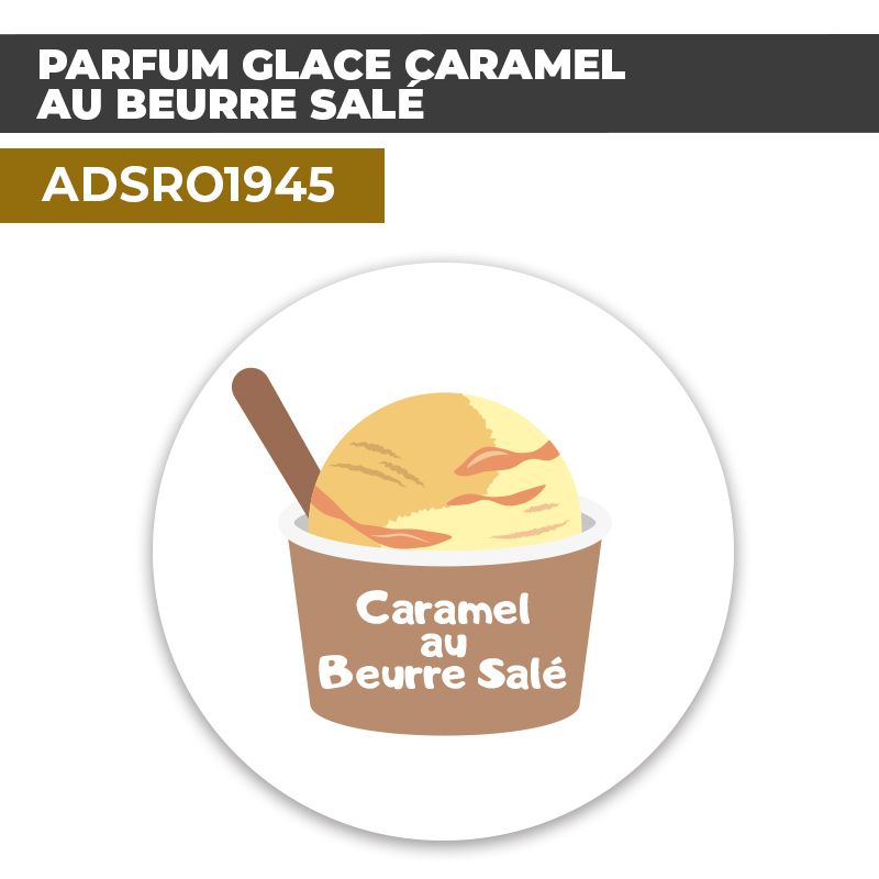 Autocollant PARFUM GLACE CARAMEL AU BEURRE SALÉ| Présentation de produits de restauration