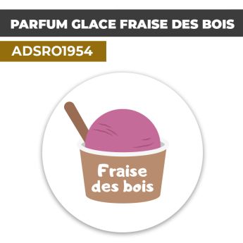 Autocollant PARFUM GLACE FRAISE DES BOIS | Présentation de produits de restauration
