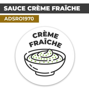 Autocollant SAUCE CRÈME FRAÎCHE | Présentation de produits de restauration