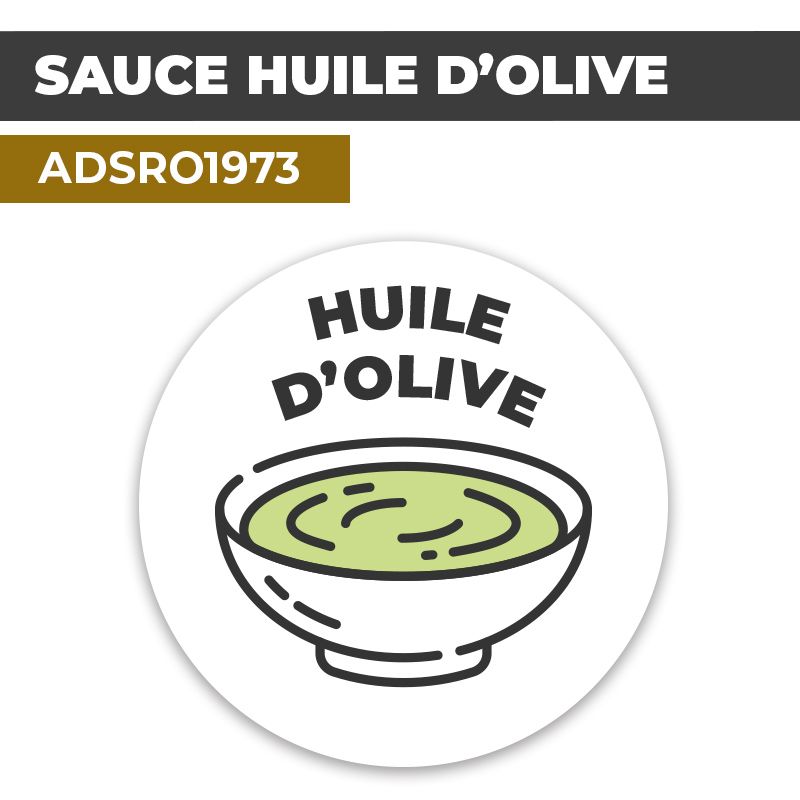 Autocollant SAUCE HUILE D'OLIVE | Présentation de produits de restauration