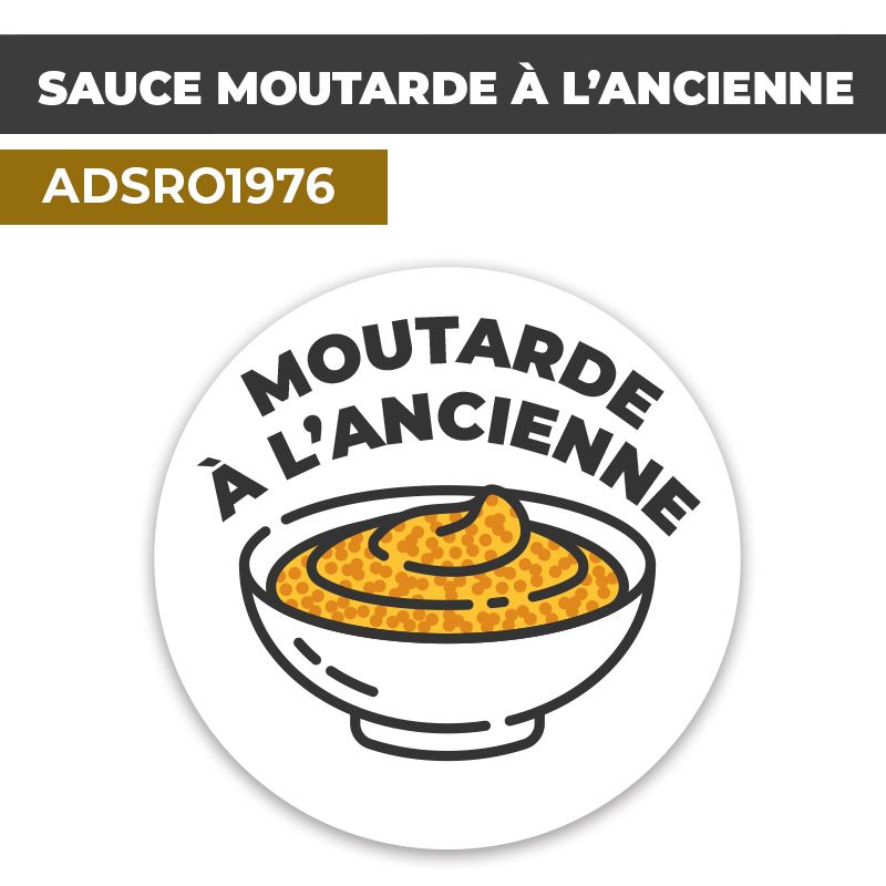 Autocollant SAUCE MOUTARDE À L'ANCIENNE | Présentation de produits de restauration