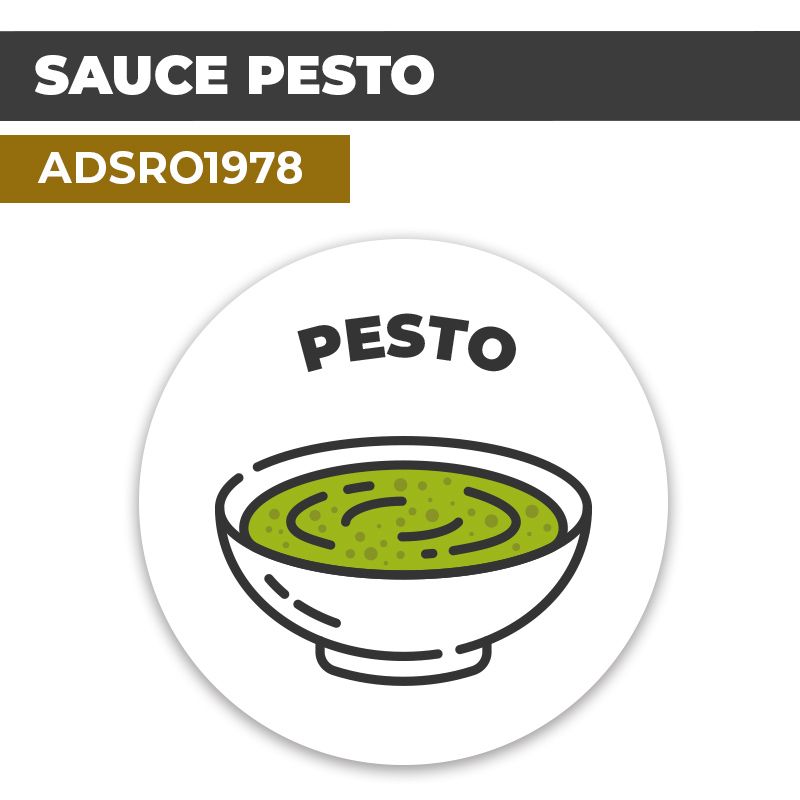 Autocollant SAUCE PESTO | Présentation de produits de restauration