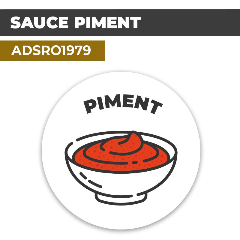 Autocollant SAUCE PIMENT | Présentation de produits de restauration
