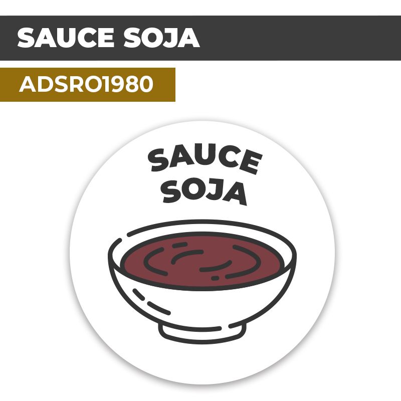 Autocollant SAUCE SOJA | Présentation de produits de restauration