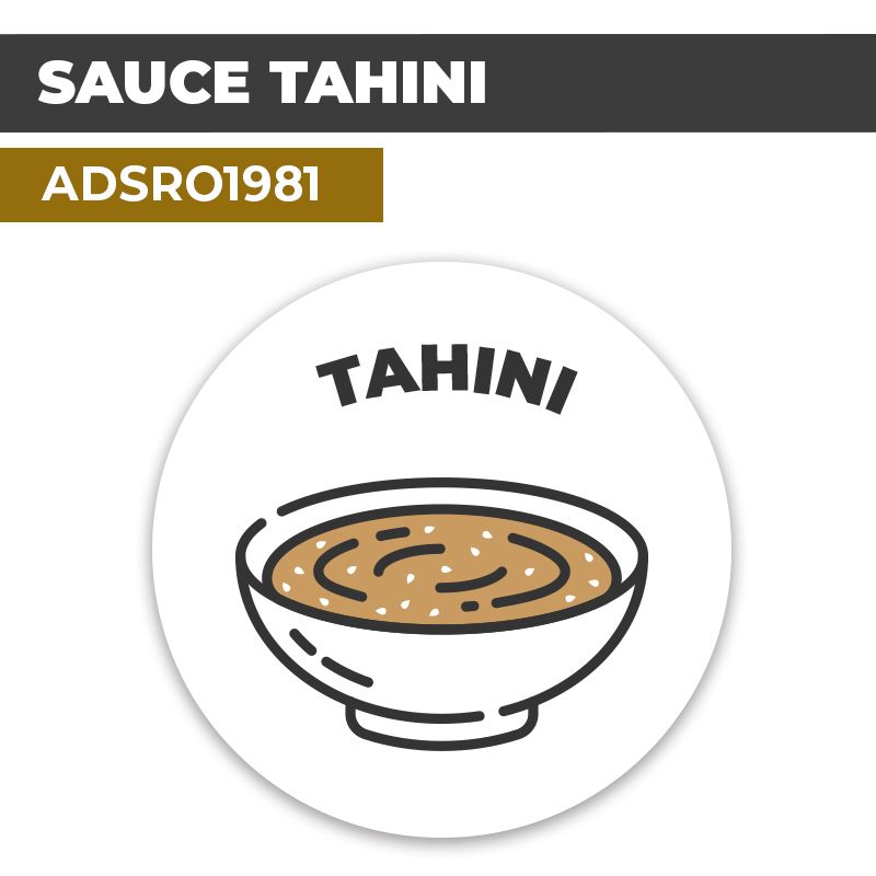 Autocollant SAUCE TAHINI | Présentation de produits de restauration
