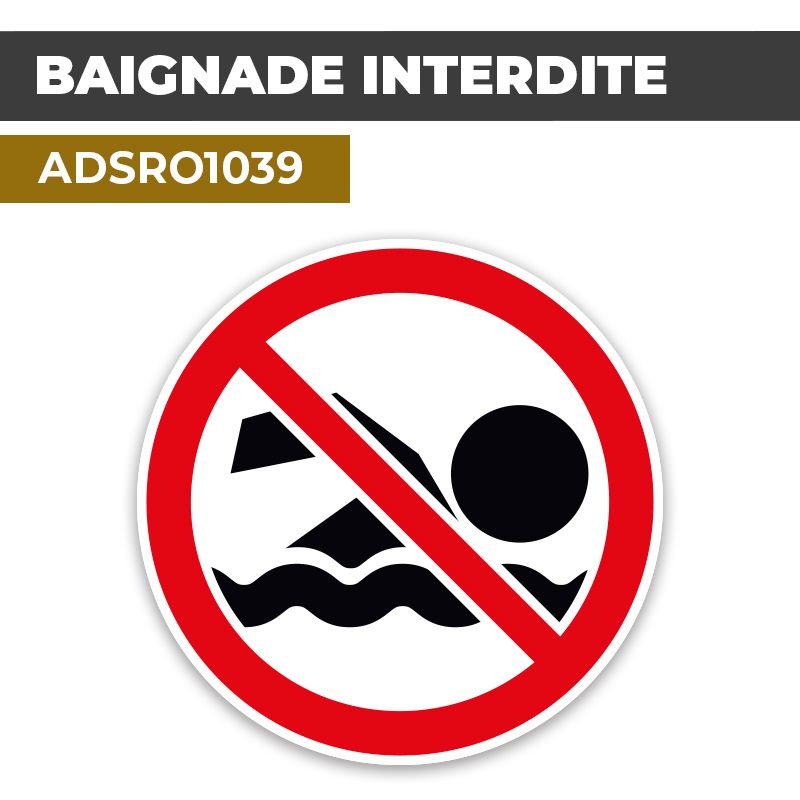 Autocollant | BAIGNADE INTERDITE | Format Rond