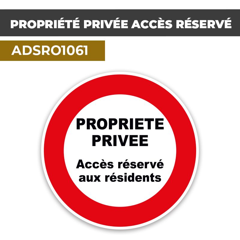 Autocollant | PROPRIETE PRIVEE RESIDENTS | Format Rond