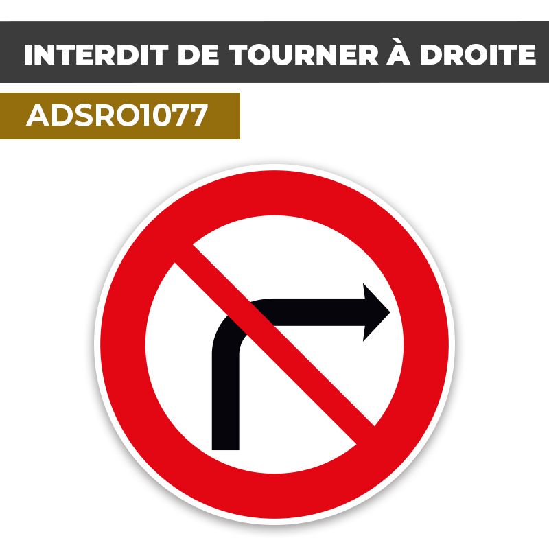 Autocollant | NE PAS TOURNER À DROITE | Format Rond