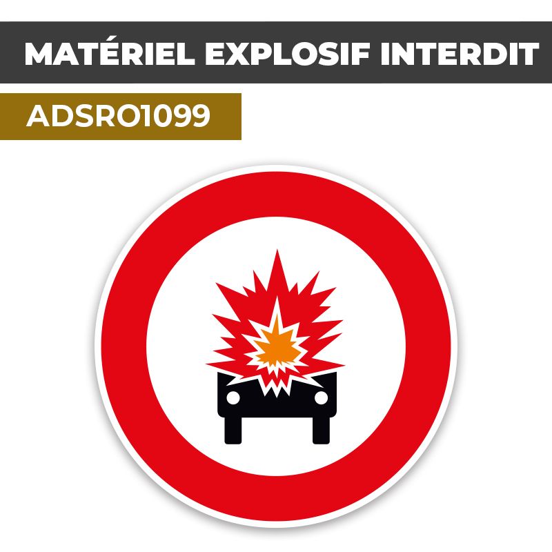 Autocollant | MATÉRIEL EXPLOSIF INTERDIT | Format Rond