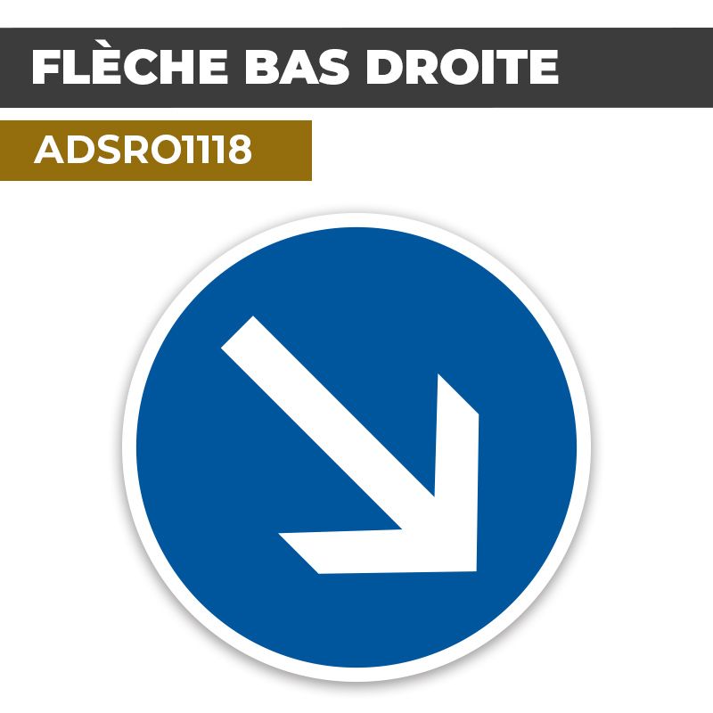 Autocollant | FLÈCHE BAS DROITE | Format Rond