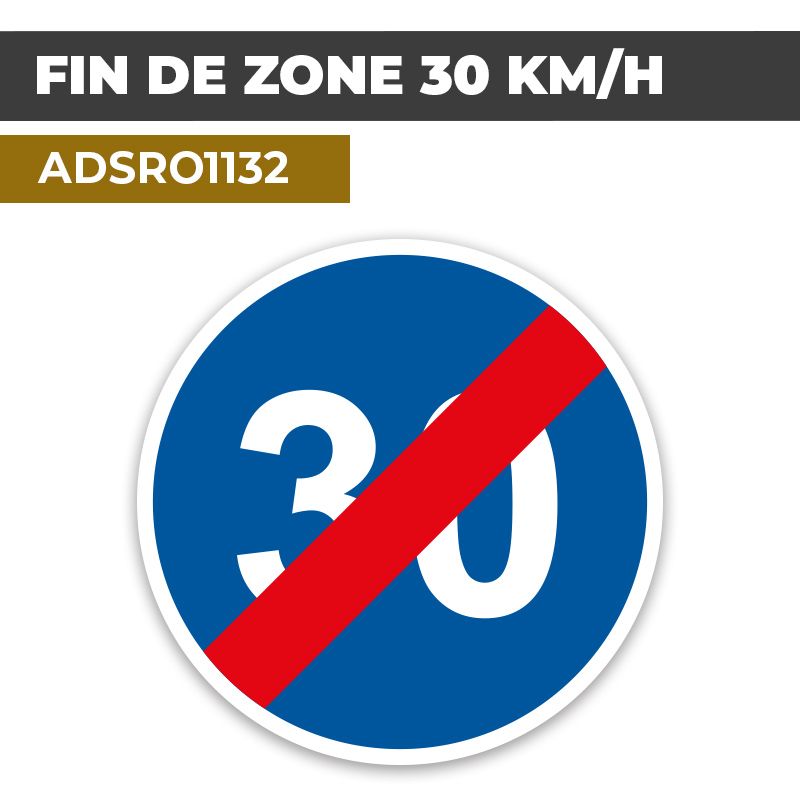 Autocollant | FIN DE ZONE LIMITÉE 30KM/H | Format Rond