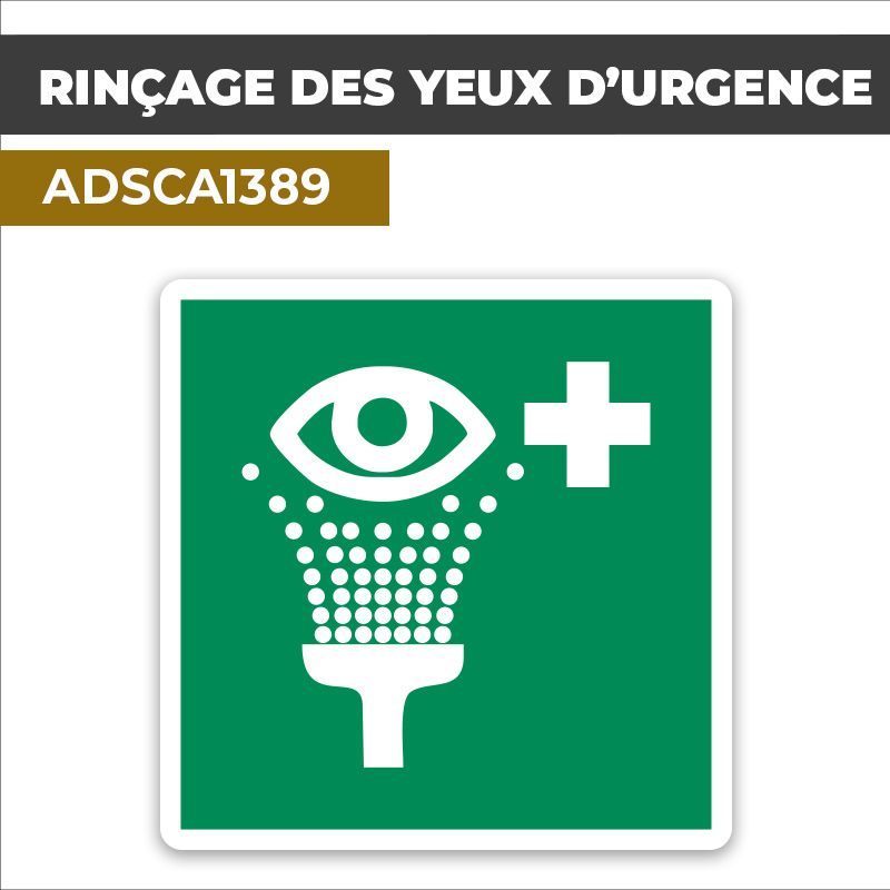 Autocollant RINÇAGE DES YEUX D'URGENCE | Urgences et secours