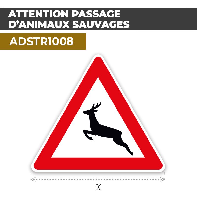 Autocollant | ATTENTION CHEVREUIL | Format Triangle
