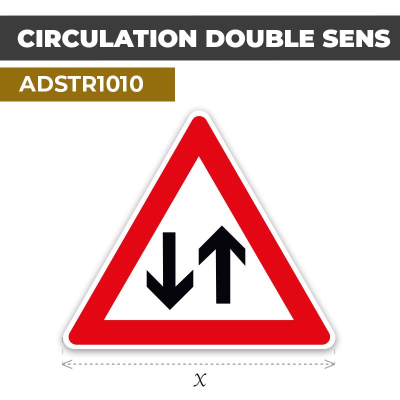 Autocollant | ATTENTION CIRCULATION DOUBLE SENS | Format Triangle