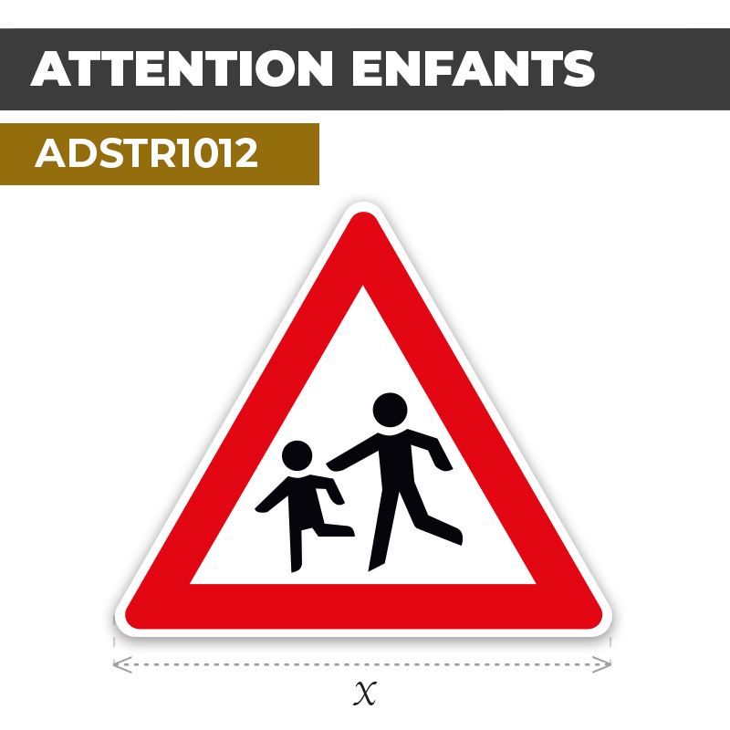Autocollant | ATTENTION ENFANTS | Format Triangle
