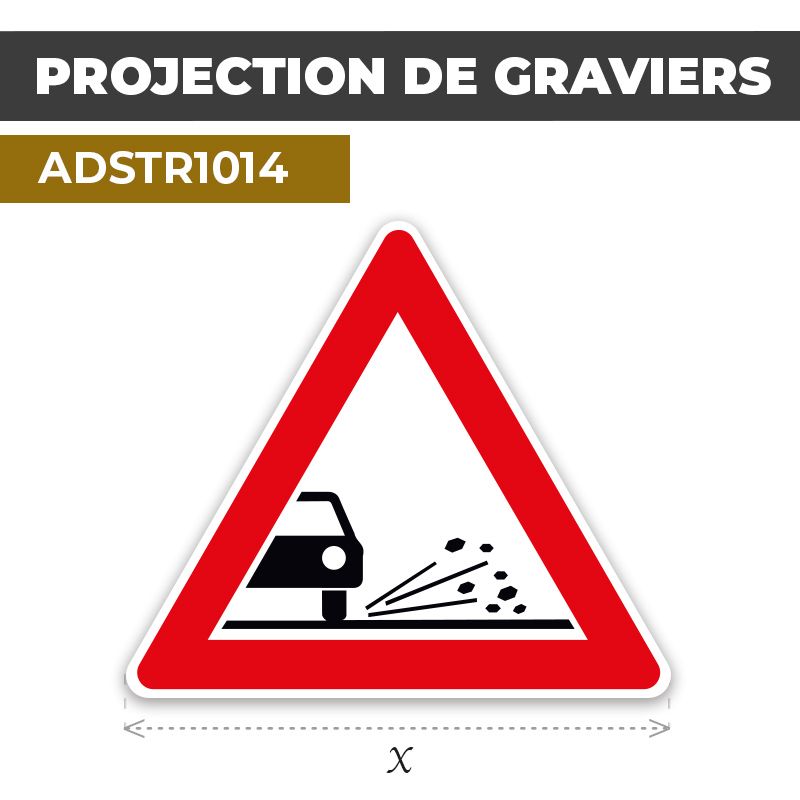 Autocollant | PROJECTION DE GRAVIER | Format Triangle