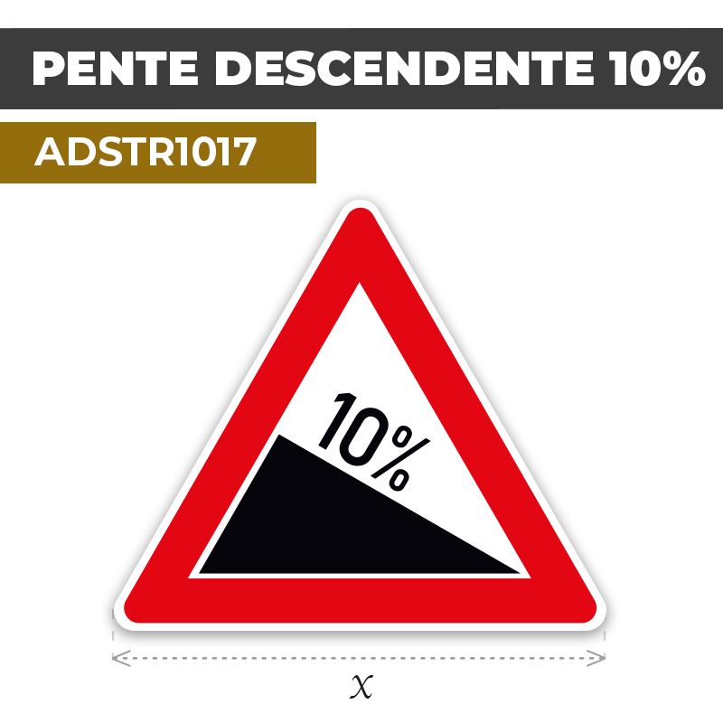 Autocollant | PENTE +10% | Format Triangle