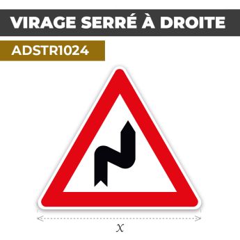 Autocollant | VIRAGE À DROITE | Format Triangle
