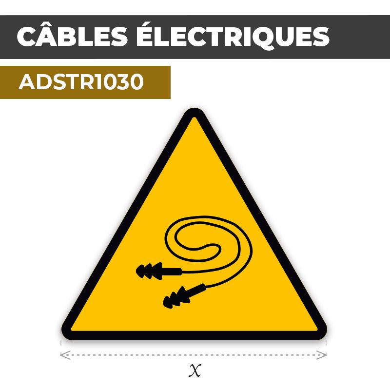 Autocollant | CABLES ELECTRIQUES | Format Triangle