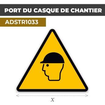 Autocollant | PORT DU CASQUE CHANTIER | Format Triangle