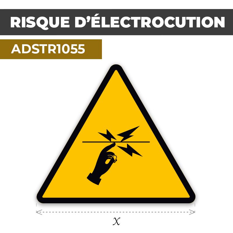Autocollant | RISQUE D'ELECTROCUTION | Format Triangle