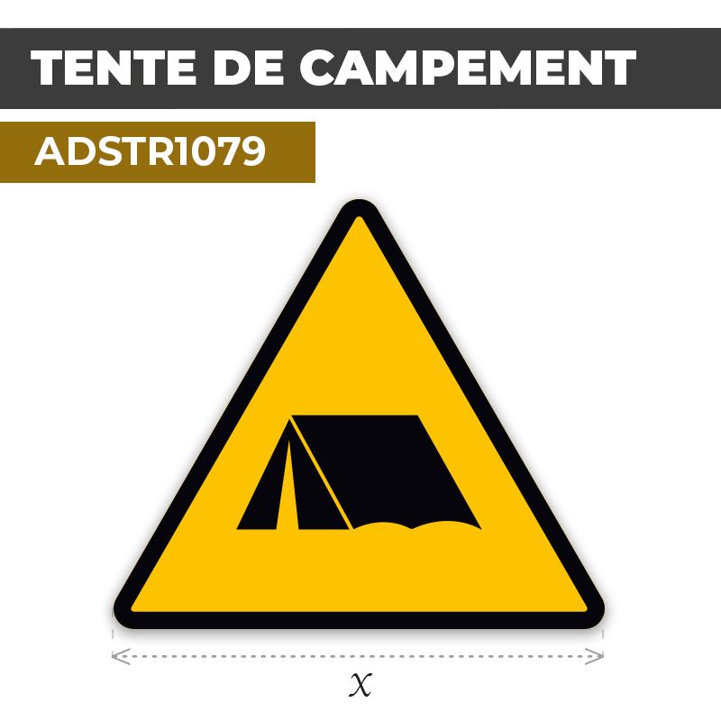 Autocollant | TENTE DE CAMPEMENT | Format Triangle