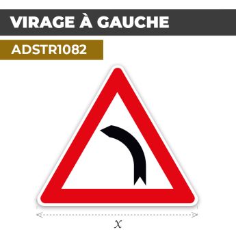 Autocollant | VIRAGE À GAUCHE | Format Triangle