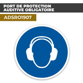 Autocollant PORT DE PROTECTION AUDITIVE OBLIGATOIRE | Équipements de protection EPI