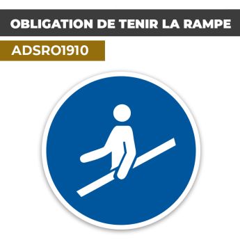 Autocollant OBLIGATION DE TENIR LA RAMPE | Équipements de protection EPI
