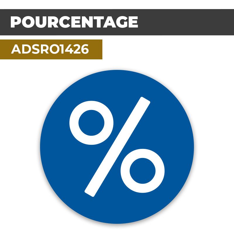 Autocollant | SIGNE POUR CENT Fond bleu| Format Rond