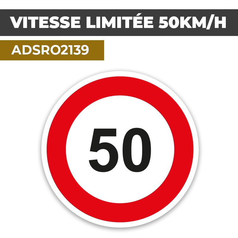 Autocollant | VITESSE LIMITÉE 50KM/H | Panneaux de signalisation