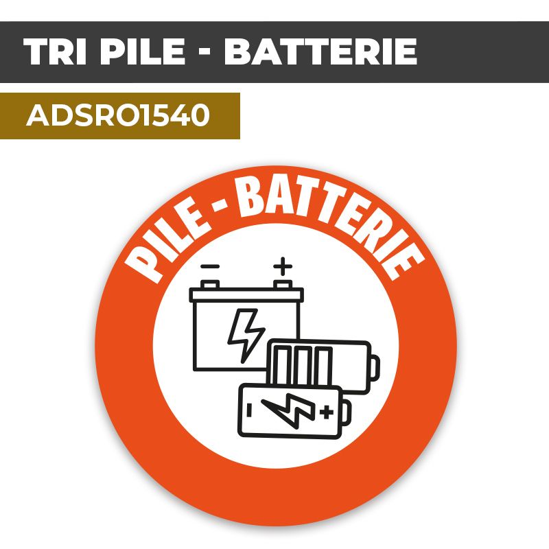 Autocollant TRI PILE BATTERIE | Tri sélectif et recyclage