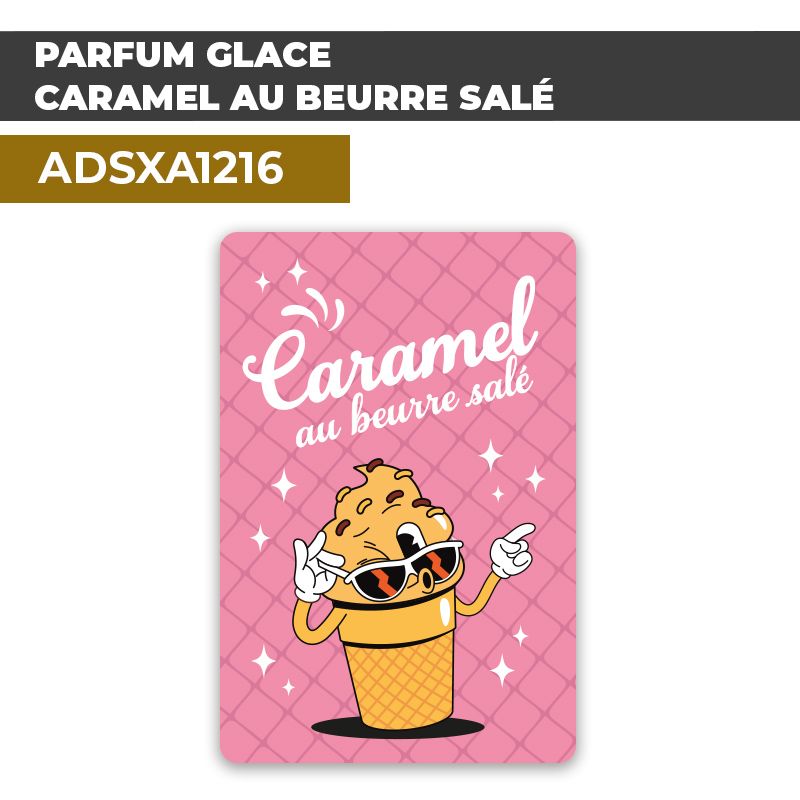 Autocollant | PARFUM GLACE CARAMEL BEURRE SALÉ | Présentation de produits de restauration