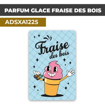 Autocollant | PARFUM GLACE FRAISE DES BOIS | Présentation de produits de restauration