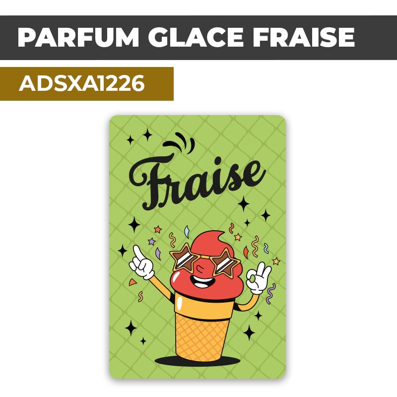 Autocollant | PARFUM GLACE FRAISE | Présentation de produits de restauration