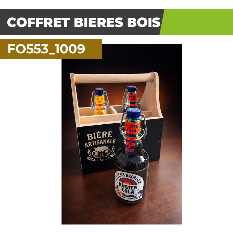 Support Bois | COFFRET BIERE BOIS| Personnalisation Logo