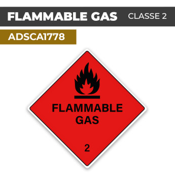 Autocollant FLAMMABLE GAS | Produits Dangereux Classe 2 | ADSCA1778